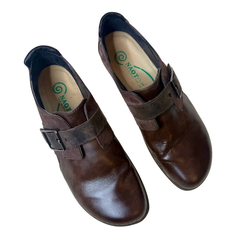 NAOT Women's 39 US 8 Tane Leather Comfort Loafer Shoes Buckle Brown Adjustable
